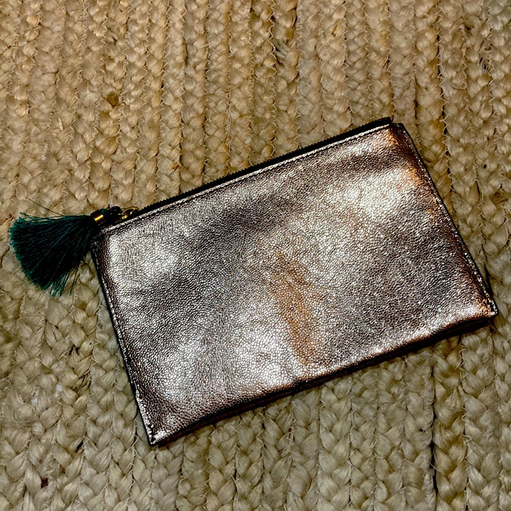 J. Crew Metallic Leather Pouch